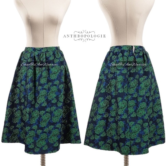 Anthropologie NWT metallic floral a-line midi skirt *shop@iamwarrior - Picture 4 of 12